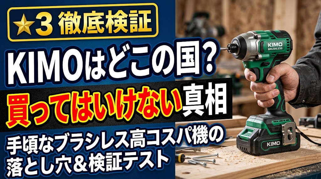 KIMO 20V充電式ブラシレスインパクトドライバーQM-3603Bの買ってはいけない真相を徹底検証するアイキャッチ画像