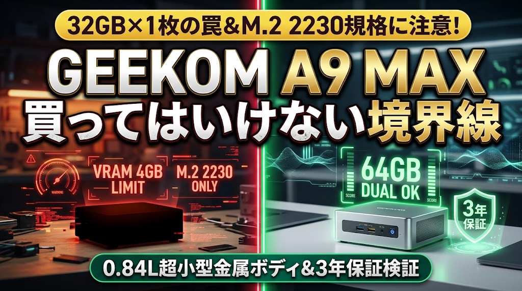 GEEKOM A9 MAXは買ってはいけない？HX470の罠と徹底検証