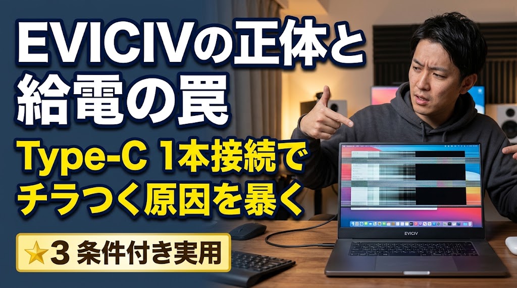 EVICIV EVC-1506 モバイルモニターの給電トラブルと製造実態の徹底検証アイキャッチ