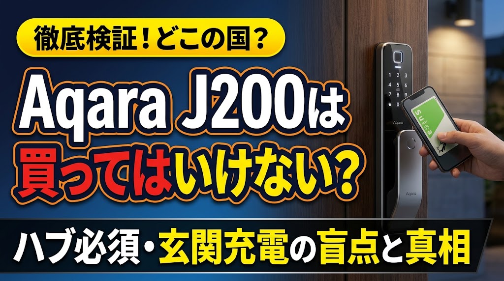 Aqara スマートロック J200は買ってはいけないか検証する玄関ドアとスマートロックのアイキャッチ画像