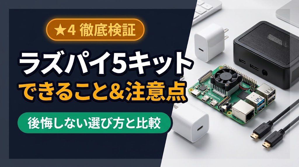 Vesiri ラズベリーパイ5 スターターキット（8GB）でできることと購入前の注意点・おすすめ比較を解説するアイキャッチ画像