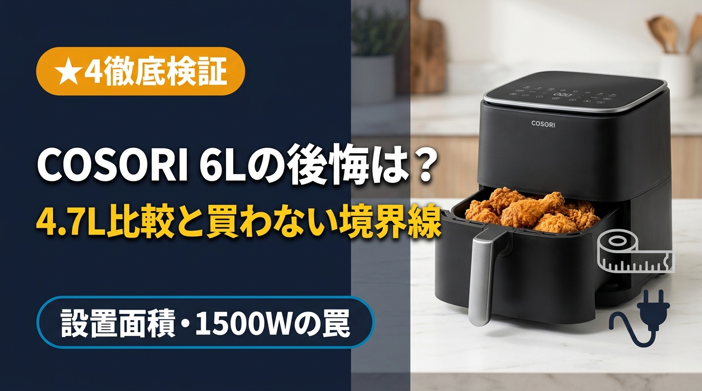 COSORIノンフライヤー6Lの後悔は？4.7L比較と買わない境界線